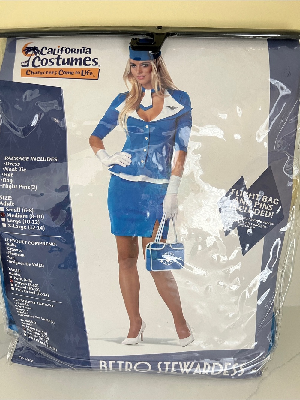 California Costumes Retro Stewardess Costume - Blue & White